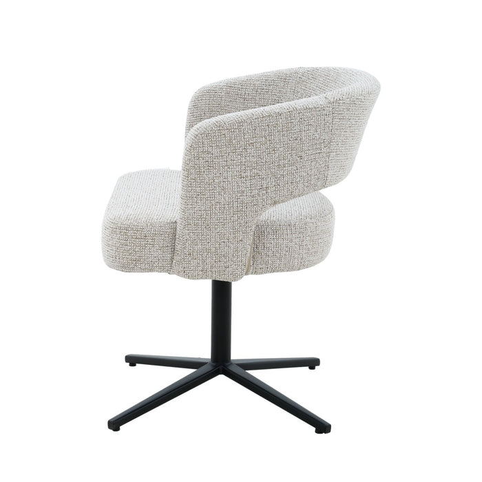Livingfurn Isabel Beige - Beige - Metaal - draaibaar-Eetkamerstoelen-Livingfurn