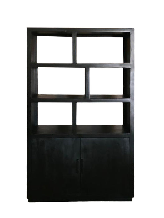 Livingfurn Jaxx Black 120cm - Zwart - Mangohout-Vakkenkasten-Livingfurn