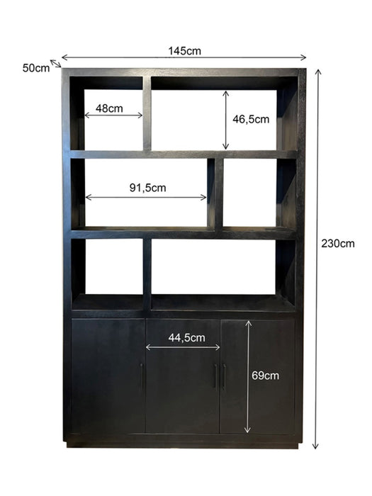 Livingfurn Jaxx Black 120cm - Zwart - Mangohout-Vakkenkasten-Livingfurn