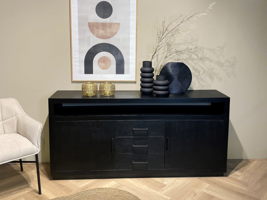 Livingfurn Jaxx Black 180cm - Zwart - Mangohout-Dressoirs-Livingfurn