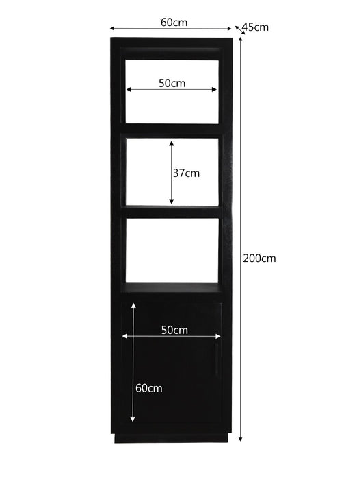 Livingfurn Jaxx Black 60cm - Zwart - Mangohout-Vakkenkasten-Livingfurn