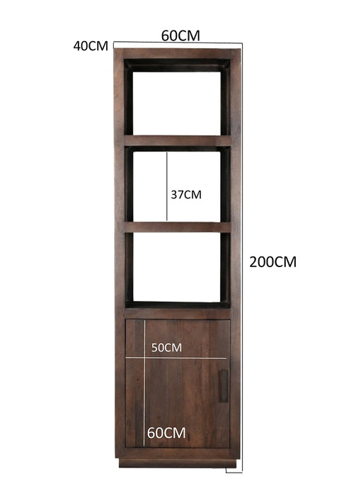 Livingfurn Jaxx Brown 60cm - Bruin - Mangohout-Vakkenkasten-Livingfurn