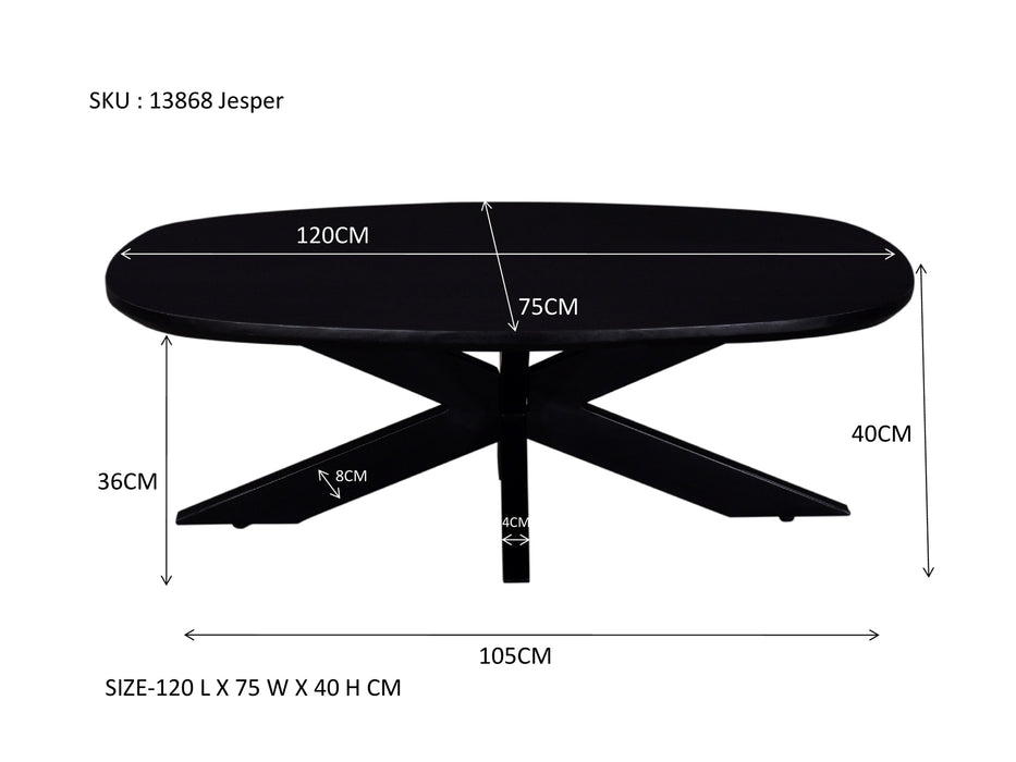Livingfurn Jesper Black 120 - Zwart - Metaal-Eettafels-Livingfurn