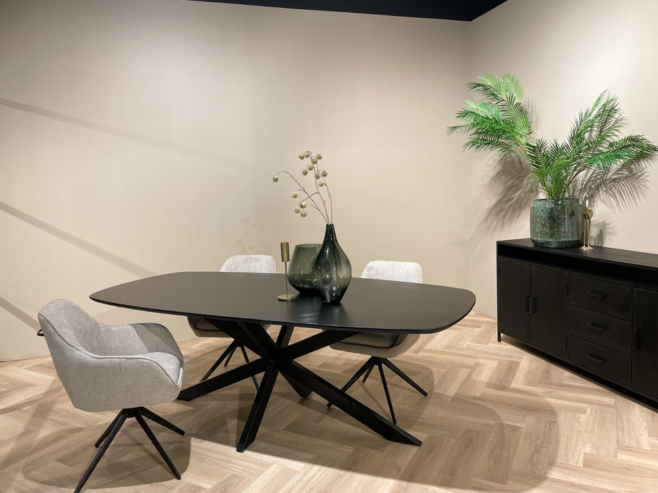 Livingfurn Jesper Danish Oval Black 210cm - Zwart - Metaal-Eettafels-Livingfurn