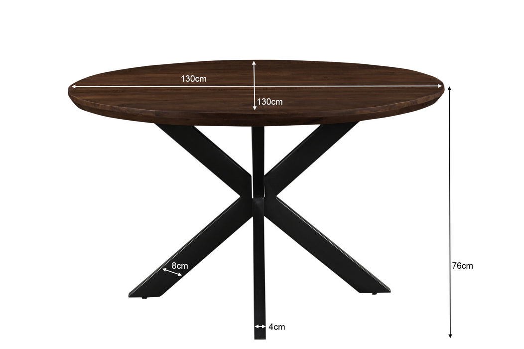 Livingfurn Jesper Round Brown 130cm - Naturel - Metaal-Eettafels-Livingfurn