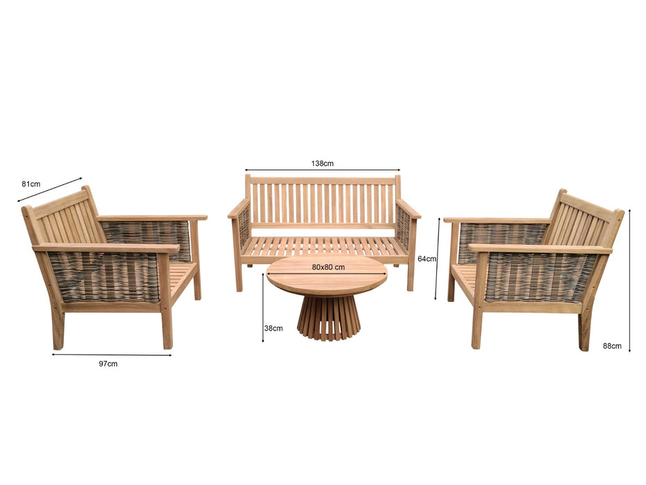 Livingfurn Malaga Tuinset - Hout-Decoratie & Accessoires-Livingfurn