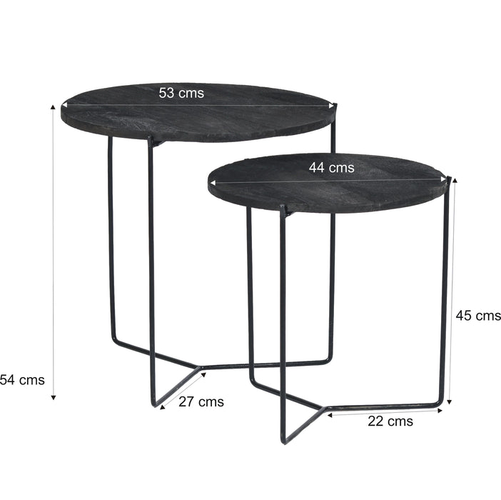 Livingfurn Mason Black/Black Set of 2 - Zwart - Metaal-Eettafels-Livingfurn