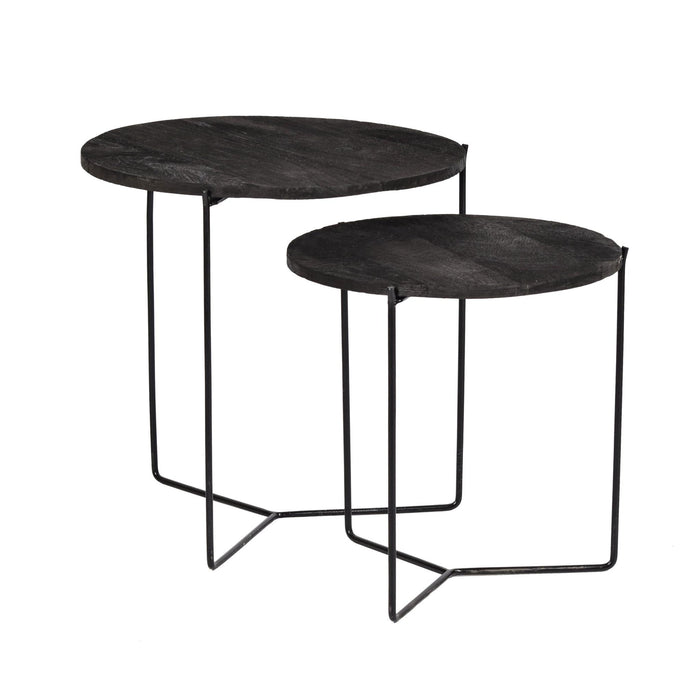 Livingfurn Mason Black/Black Set of 2 - Zwart - Metaal-Eettafels-Livingfurn