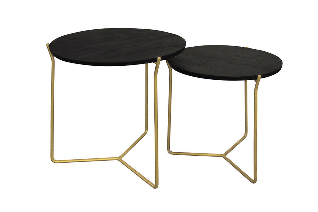 Livingfurn Mason Black/Brass Set of 2 - Naturel - Metaal-Eettafels-Livingfurn