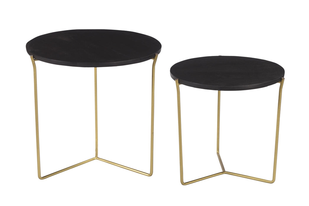 Livingfurn Mason Black/Brass Set of 2 - Naturel - Metaal-Eettafels-Livingfurn