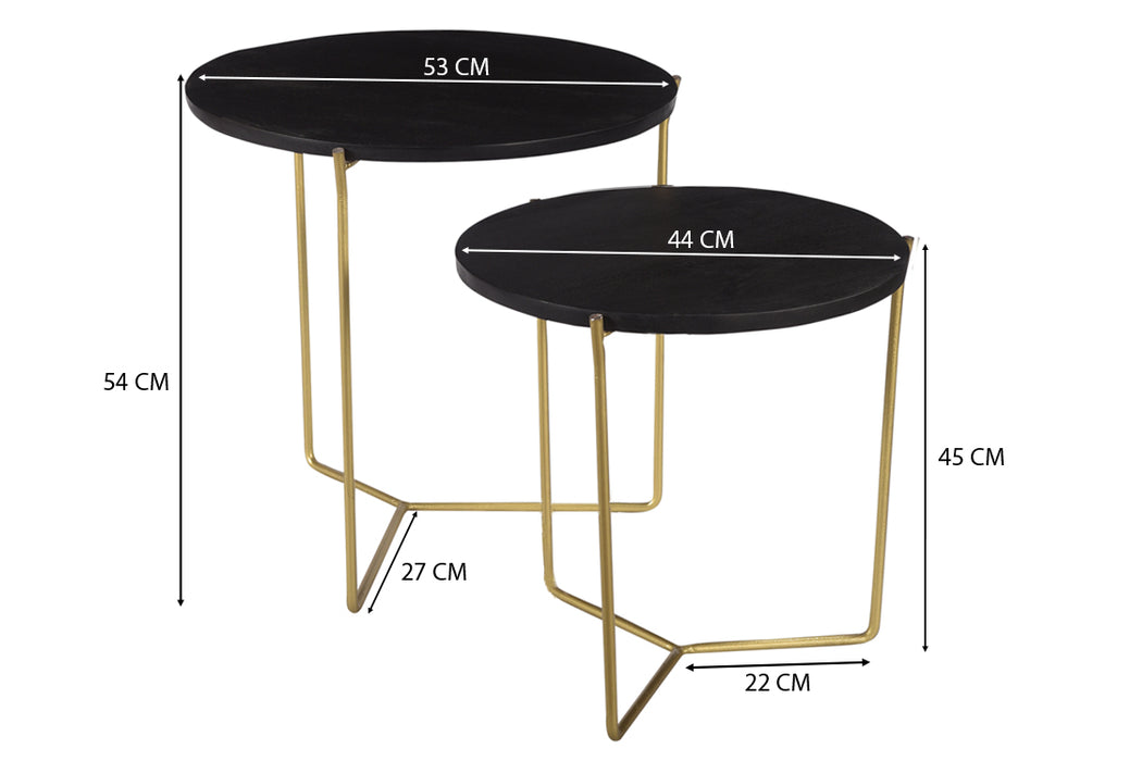 Livingfurn Mason Black/Brass Set of 2 - Naturel - Metaal-Eettafels-Livingfurn