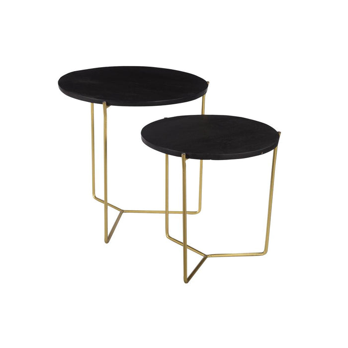 Livingfurn Mason Black/Brass Set of 2 - Naturel - Metaal-Eettafels-Livingfurn