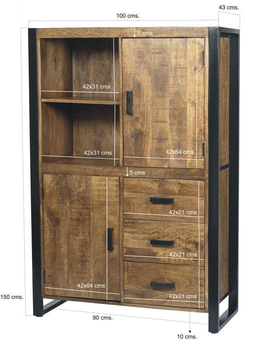 Livingfurn Nairobi 100cm - Naturel - Metaal-Dressoirs-Livingfurn