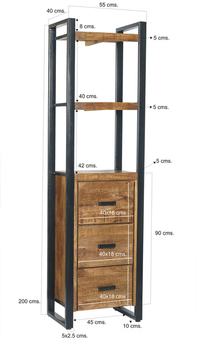 Livingfurn Nairobi 3 laden 55 cm - Naturel - Metaal-Vakkenkasten-Livingfurn