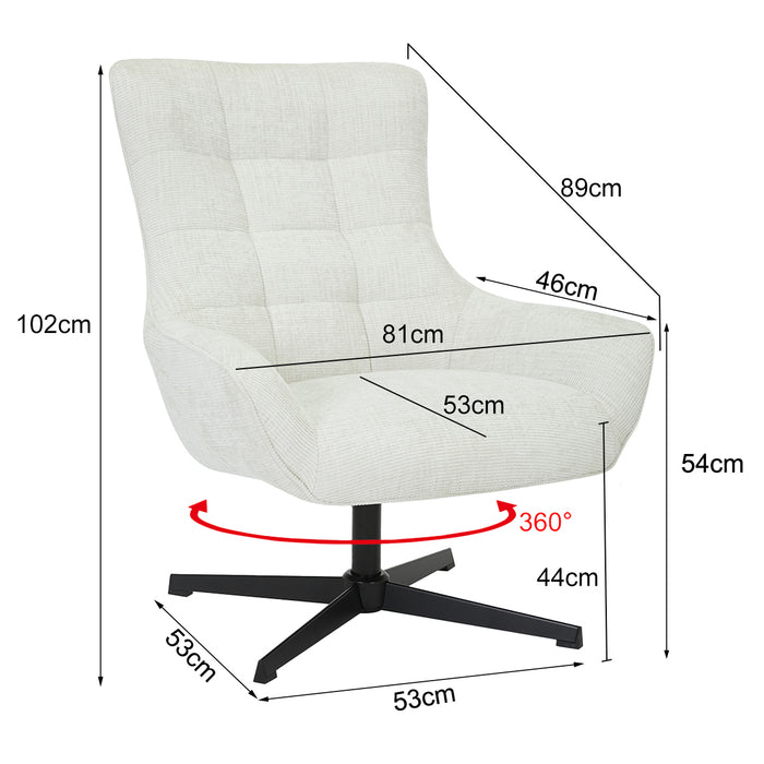 Livingfurn Naomi Pearl - Wit, Zwart - Metaal-Fauteuils-Livingfurn