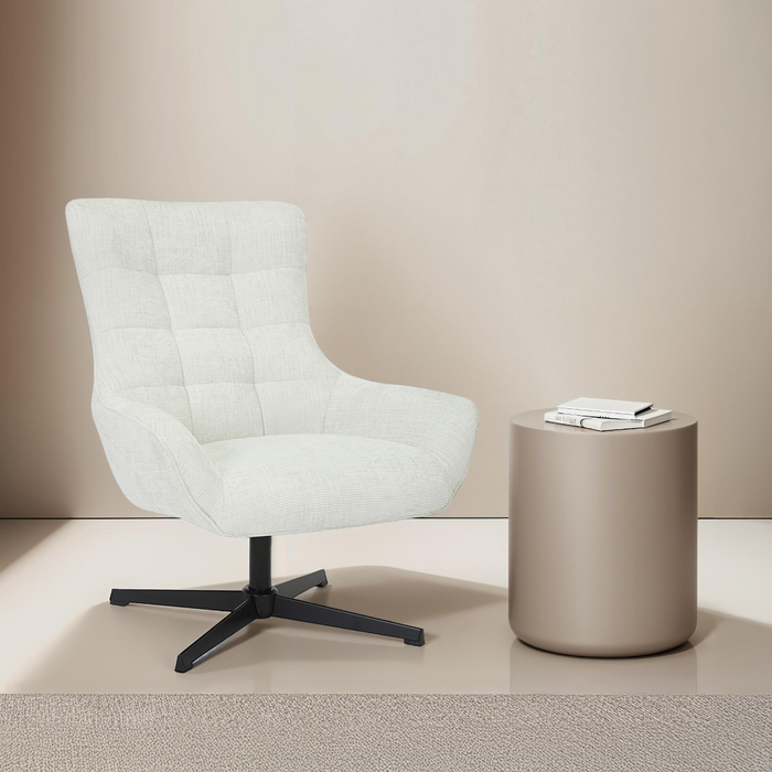 Livingfurn Naomi Pearl - Wit, Zwart - Metaal-Fauteuils-Livingfurn