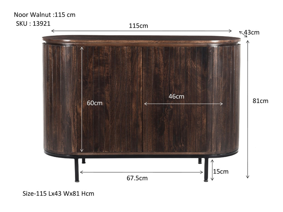 Livingfurn Noor Walnut 115cm - Bruin - Metaal