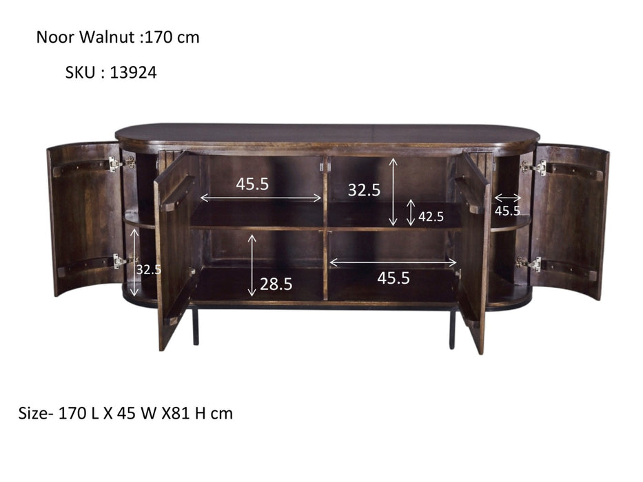 Livingfurn Noor Walnut 170cm - Bruin - Metaal-Dressoirs-Livingfurn