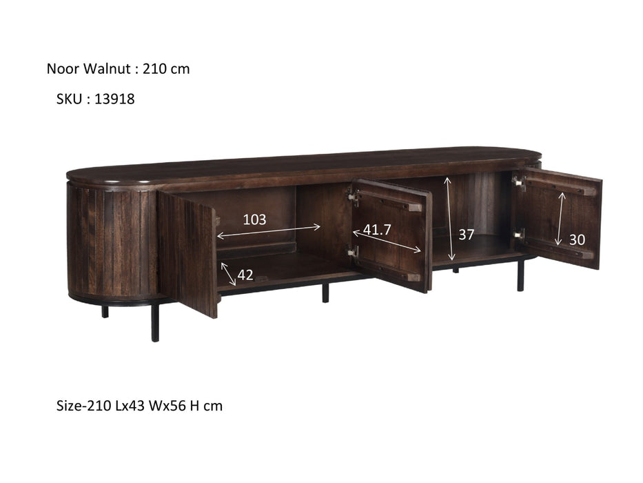 Livingfurn Noor Walnut 210cm - Bruin - Metaal-Dressoirs-Livingfurn