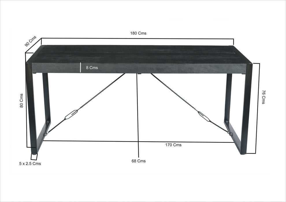 Livingfurn Norris 180x90 cm - Zwart - Metaal-Eettafels-Livingfurn