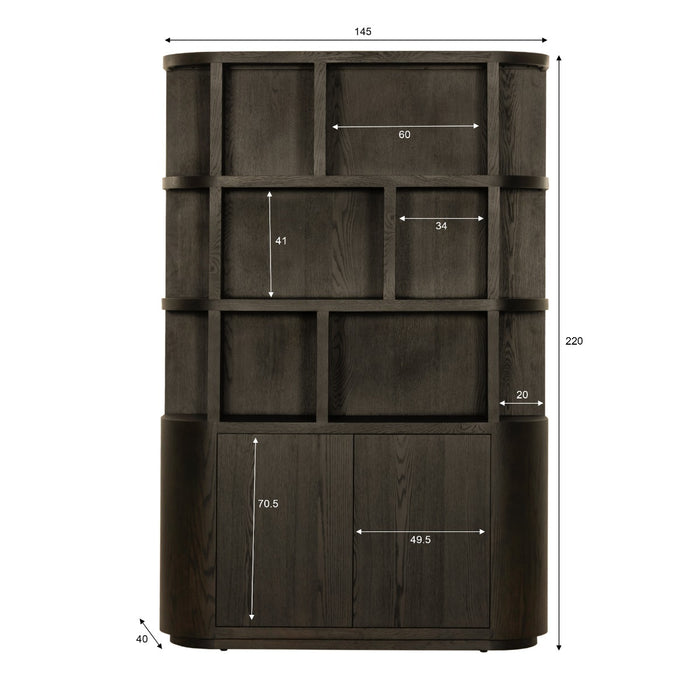 Livingfurn Novero Espresso 145cm - Bruin - Eiken-Opbergkasten-Livingfurn