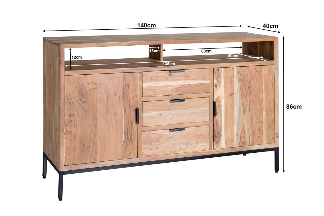 Livingfurn Oslo Acasia 140 cm - Naturel - Metaal-Dressoirs-Livingfurn