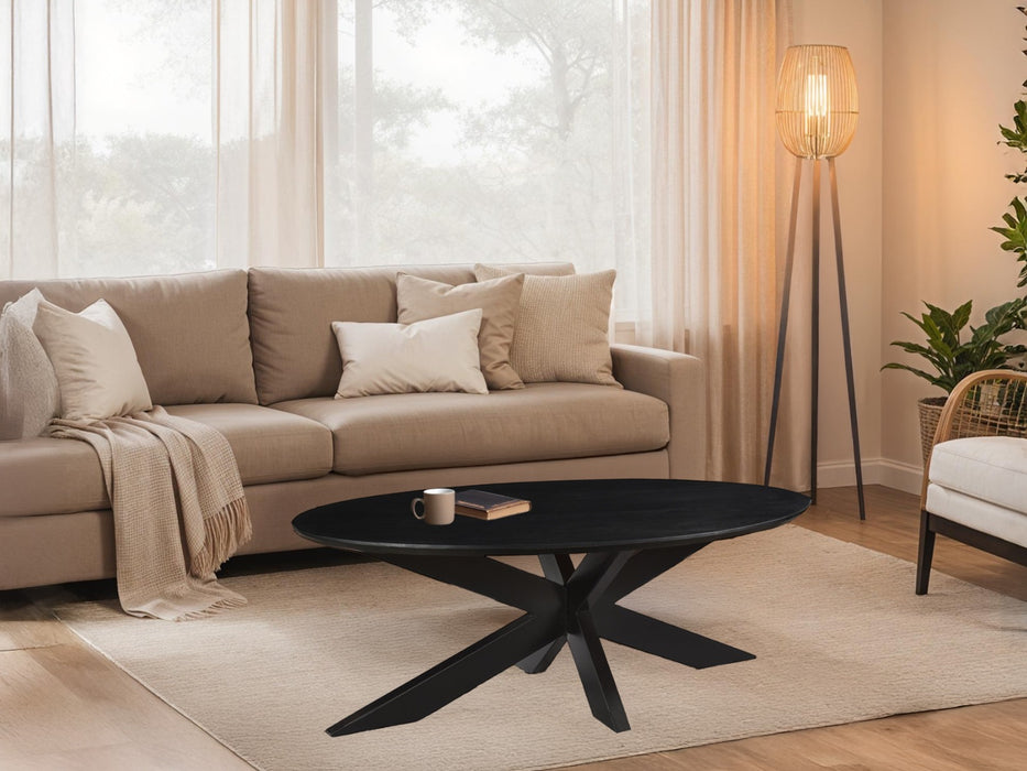 Livingfurn Oslo Oval Black130 cm - Zwart-Eettafels-Livingfurn