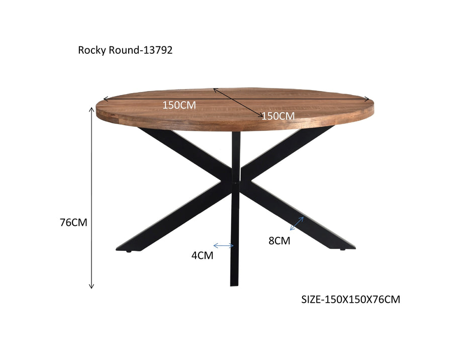 Livingfurn Rocky Round Spider 150cm - Naturel - Metaal-Eettafels-Livingfurn