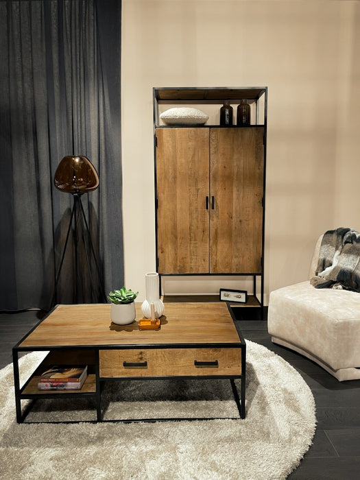 Livingfurn Sturdy 2 Doors 100cm - Naturel - Metaal-Opbergkasten-Livingfurn