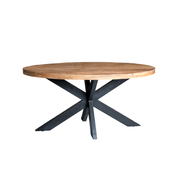 Livingfurn Sturdy Oval 160cm - Naturel - Metaal-Eettafels-Livingfurn