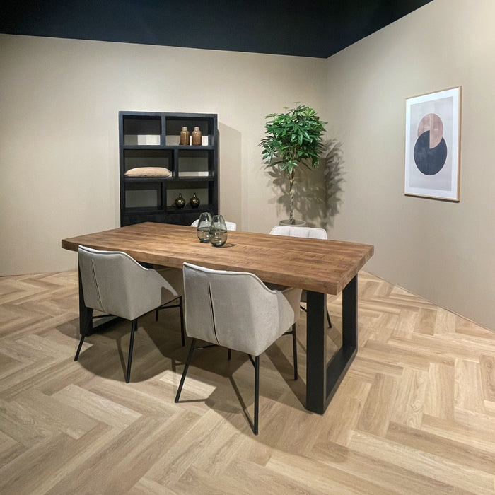 Livingfurn Sturdy U 160x90 cm - Naturel - Metaal-Eettafels-Livingfurn