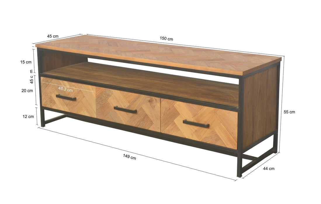 Livingfurn TV Accent 150 cm - Naturel - Metaal-TV-meubels-Livingfurn