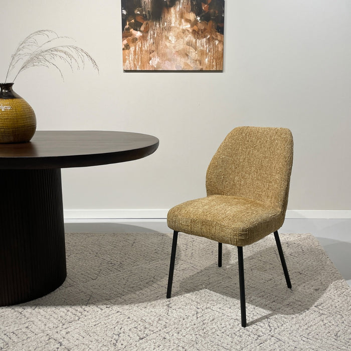 Livingfurn Tess Honey - Geel - Metaal-Eetkamerstoelen-Livingfurn