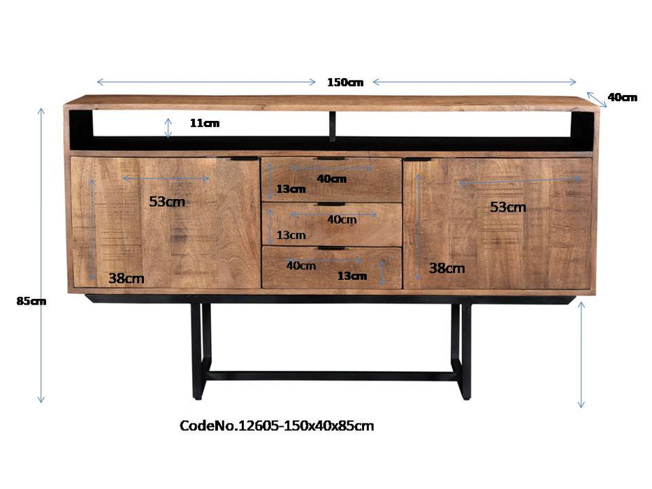 Livingfurn Valdez 150 cm - Naturel - Metaal-Opbergkasten-Livingfurn