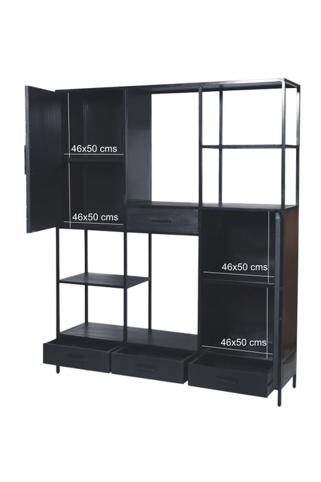 Livingfurn York 160cm - Zwart - Metaal-Vakkenkasten-Livingfurn