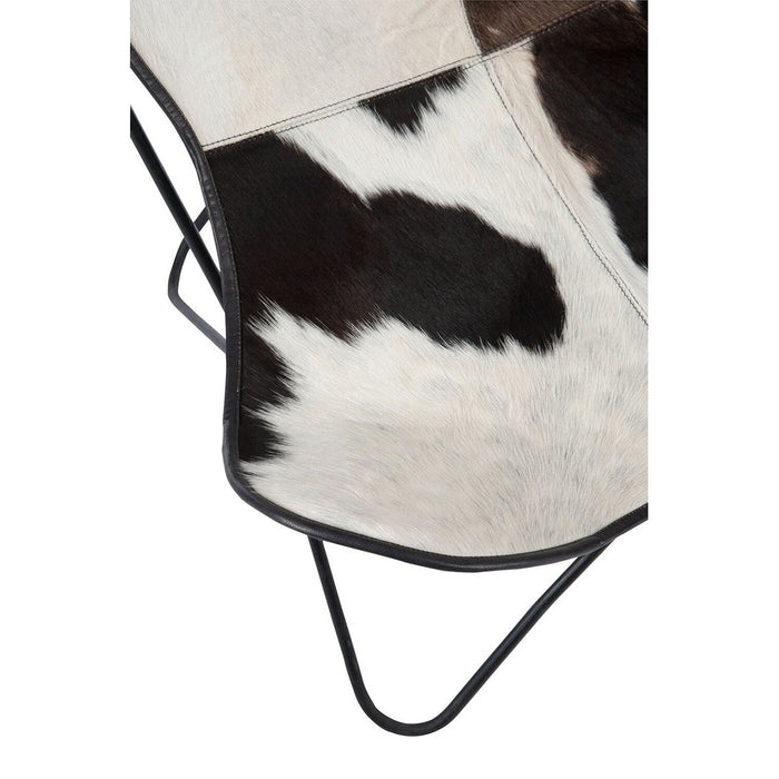 Lounge Stoel Cowhide/Metaal Wit/Zwart 65x92x90 cm-Eetkamerstoelen-J-Line