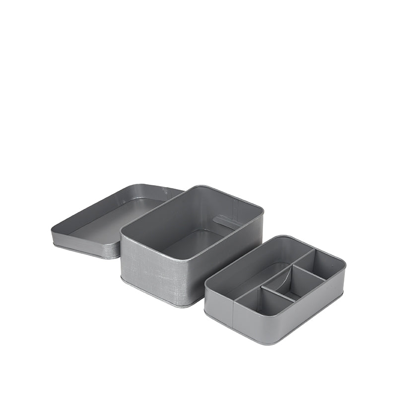 Make-Up opbergkist Antiek Grijs Metaal - 21x15x9 cm-Opbergdozen en manden-LABEL51