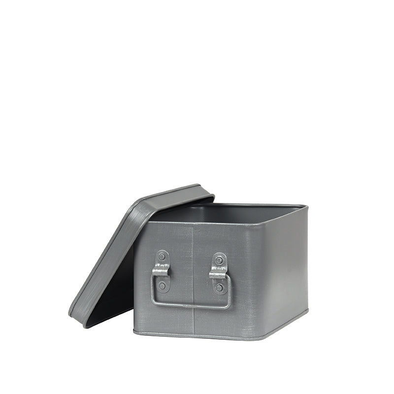 Media Opbergkist Antiek Grijs Metaal M 22x17x13 cm-Opbergdozen en manden-LABEL51