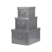 Media Opbergkist Antiek Grijs Metaal M 22x17x13 cm-Opbergdozen en manden-LABEL51