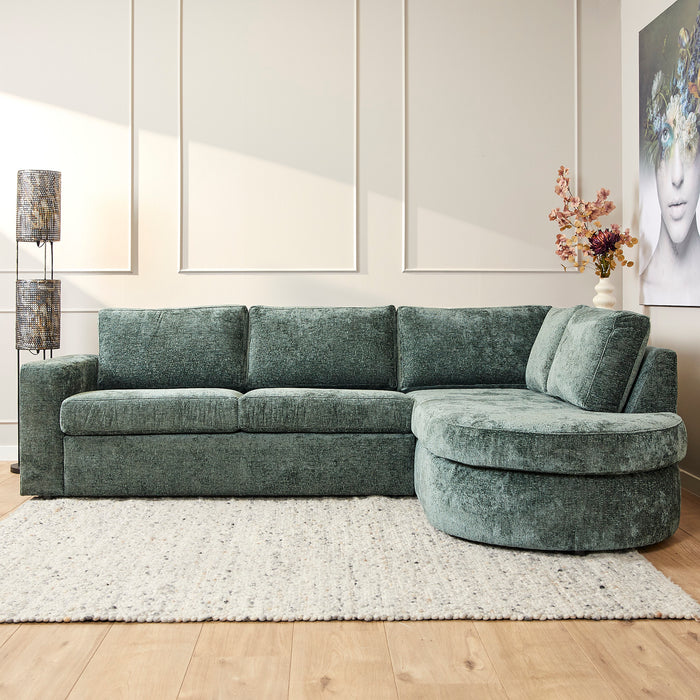 MySofa Alma Hoekbank Groen 2,5 zits + Divan Rechts