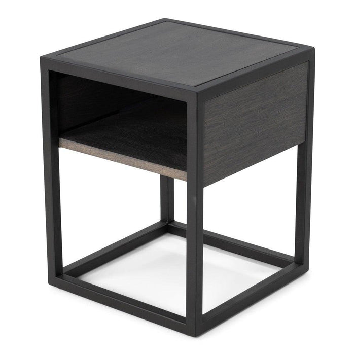 Nachtkastje DIVA Eiken Grijs Zwart 40x40x50cm Spinder Design-Bijzettafels-Spinder