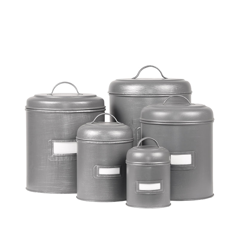 Opbergblik Antiek Grijs Metaal S 10x10x15 cm-Opbergdozen en manden-LABEL51