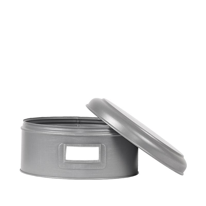 Opbergblik Antiek Grijs Metaal XL 25x25x13 cm-Opbergdozen en manden-LABEL51