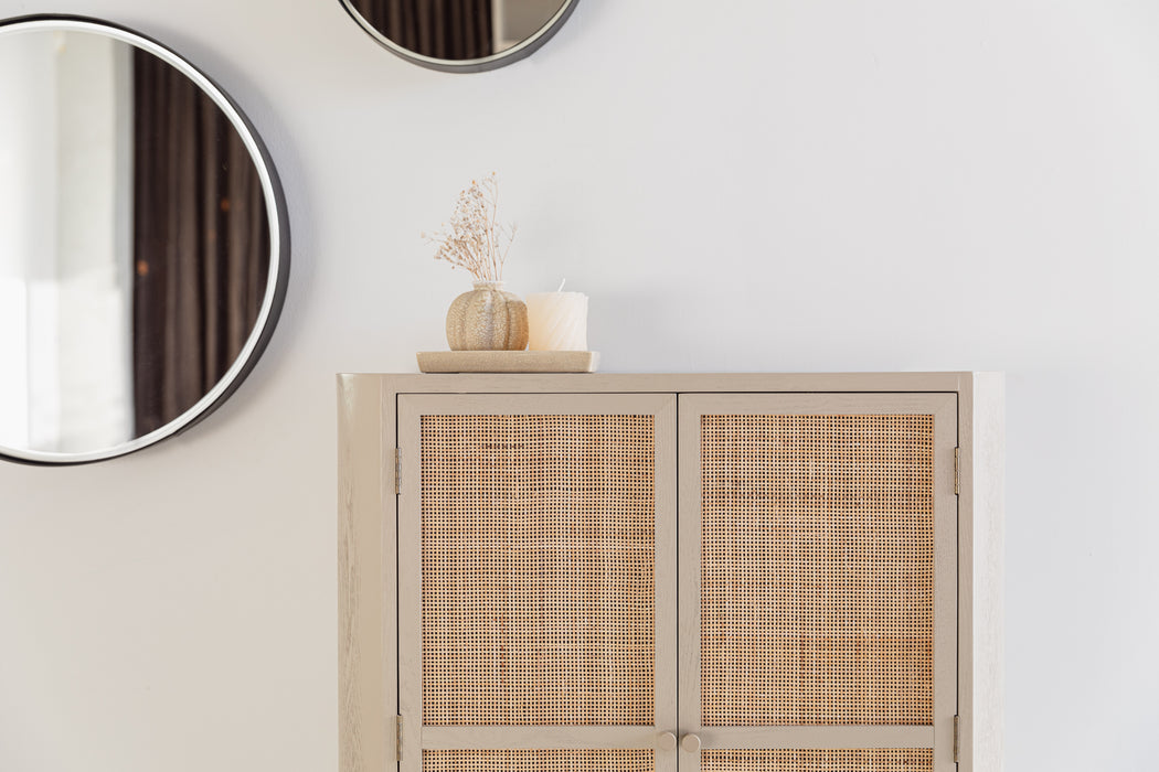 Opbergkast Amaya Low 2do MDF, Metaal Beige 38x80 cm-Opbergkasten-Creating Home