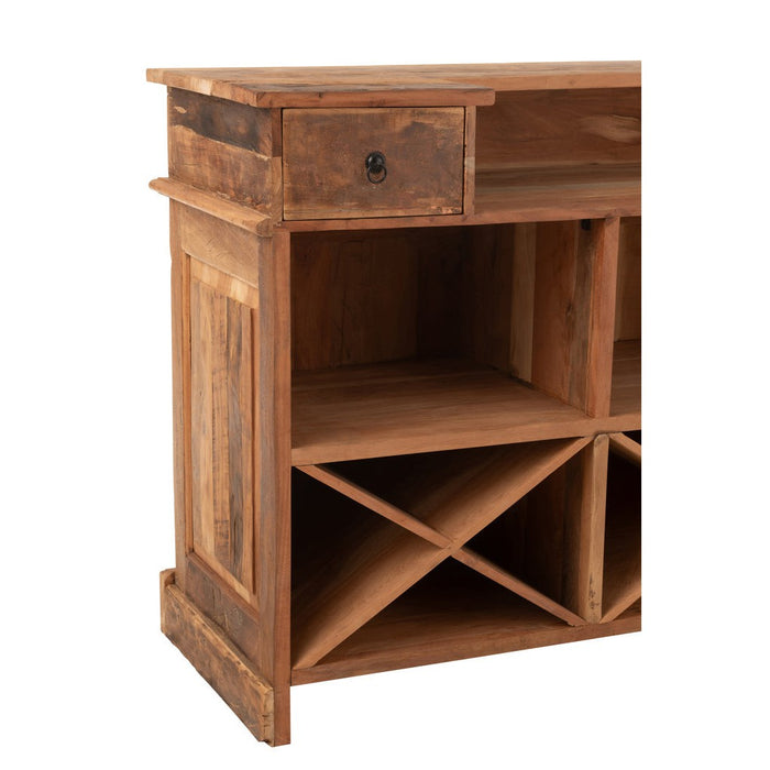 Opbergkast Barkast 2 Lades Gerecycled Hout Naturel 180x55x106 cm-Opbergkasten-J-Line