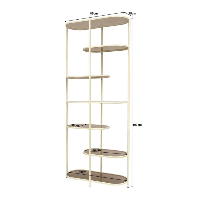 Opbergkast Brix Eettafel Glas Crème wit 85x35x190 cm-Opbergkasten-Livingfurn