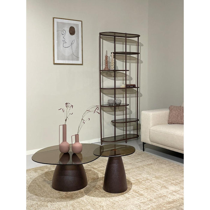 Opbergkast Brix Eettafel Glas Rood 85x35x190 cm-Opbergkasten-Livingfurn