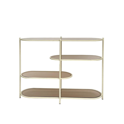 Opbergkast Brix Glas Crème wit 123x38x90 cm-Opbergkasten-Livingfurn