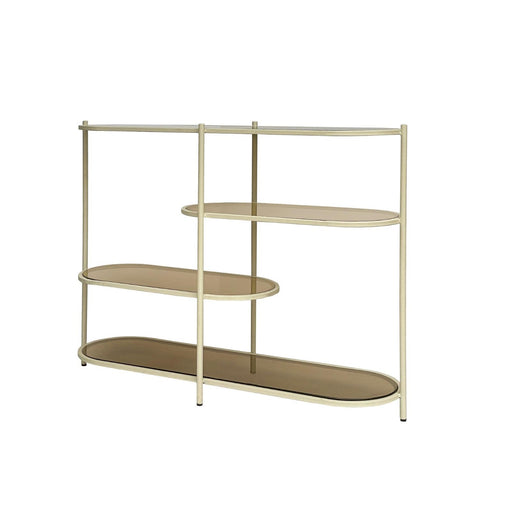 Opbergkast Brix Glas Crème wit 123x38x90 cm-Opbergkasten-Livingfurn