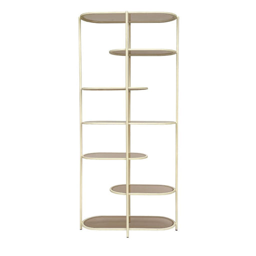 Opbergkast Brix Glas Crème wit 85x35x190 cm-Opbergkasten-Livingfurn